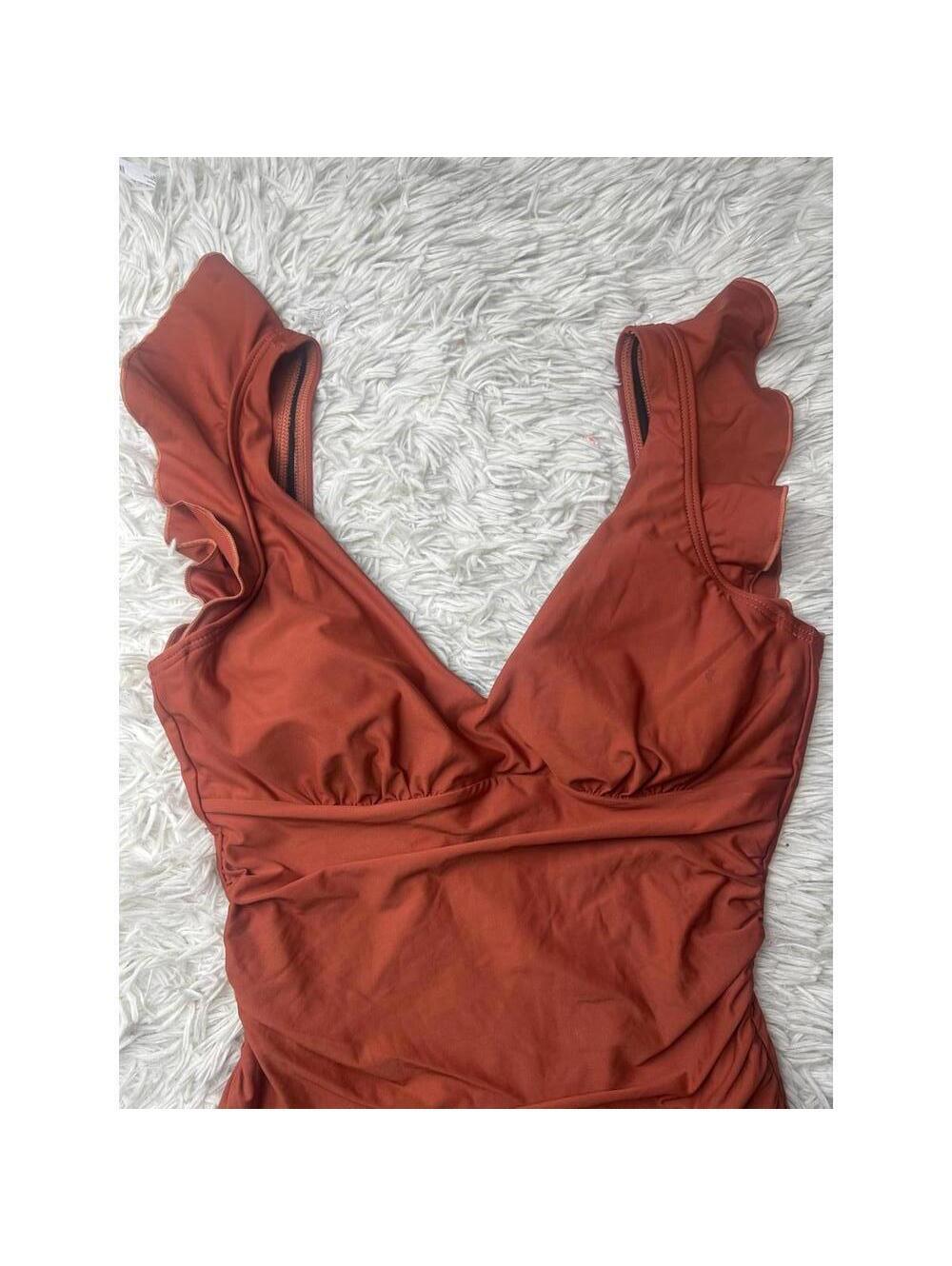 DKNY Plunge Neck Ruffle One-Piece Bikini - Picture 5 of 8